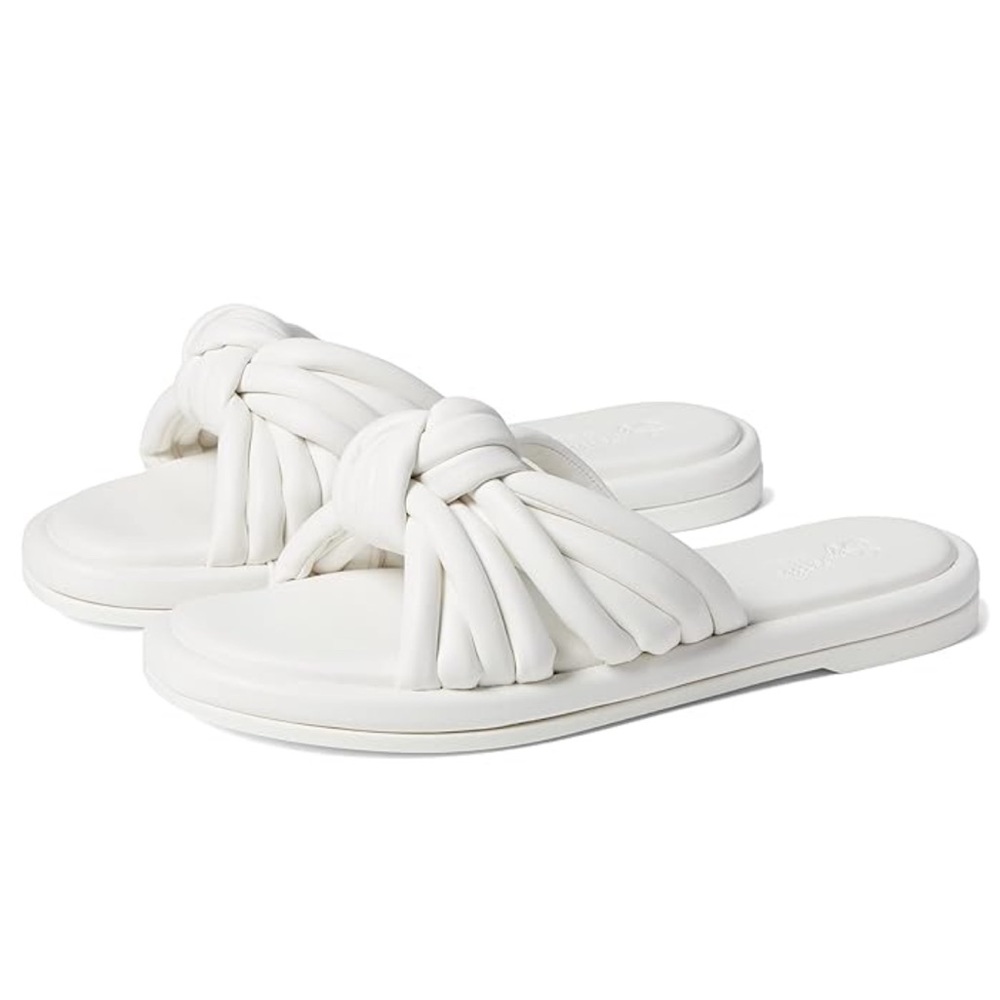 Seychelles Simply The Best WHITE Knot Slide Puff Sandals Sz 10